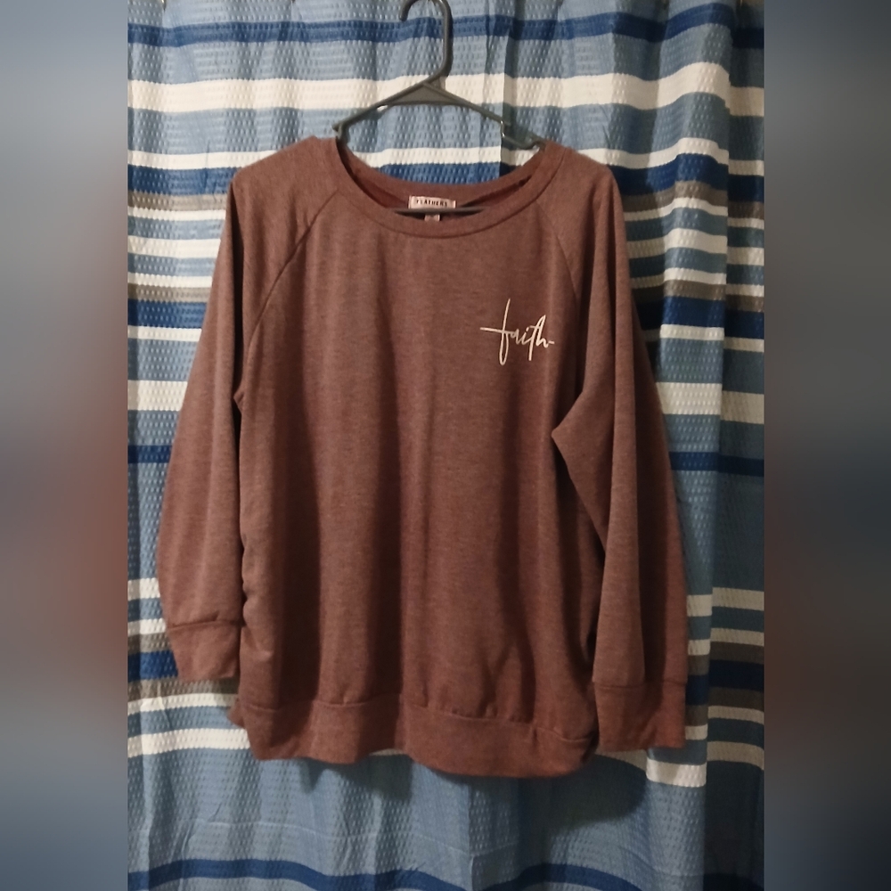 Faith Script Pullover Sweatshirt - Brown